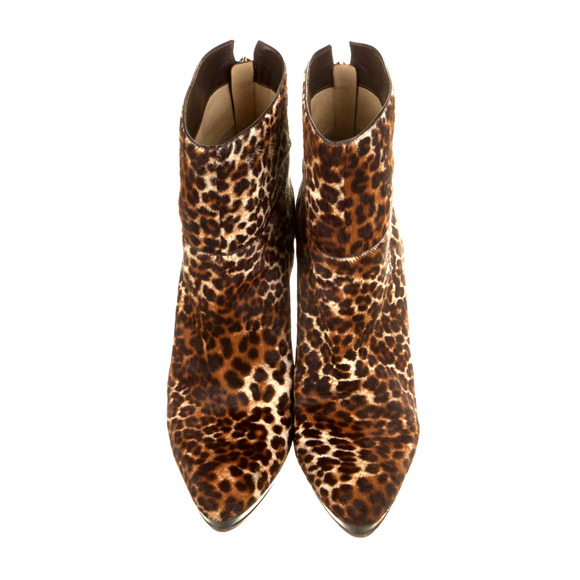 Jimmy Choo 8.5 Calf Hair ALANIS Platform Ankle Boots Leopard Print Stiletto Heel - Picture 2 of 9